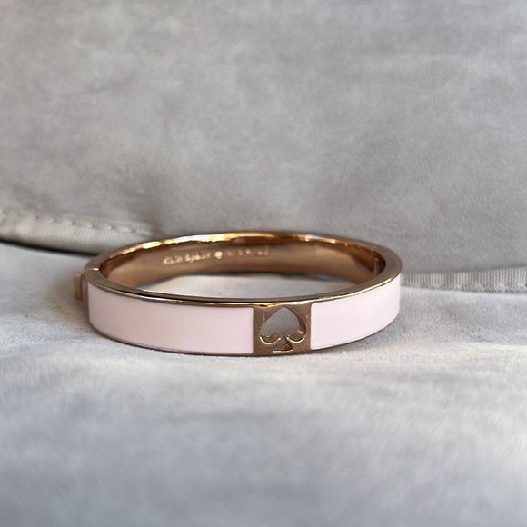 Kate Spade ♠️ RoseGold✨ Bridal Pink✨Hole Punch ✨Wide Enamel✨ Bangle Bracelet✨ - Picture 4 of 6